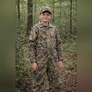 RedHead Silent-Hide Youth Camo Hunting Coveralls Size 8 Mossy Oak Insulated